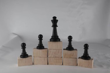 Altta satranç piyonu ve üstte satranç kraliçesi, başarıyı, büyümeyi ve başarıyı sembolize eden bir kavram. İş konsepti