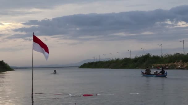 Gorontalo Indonesia Agosto 2022 Los Participantes Regata Dirigen Línea Salida — Vídeo de stock