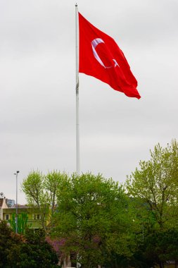Big flag of turkey in istanbul