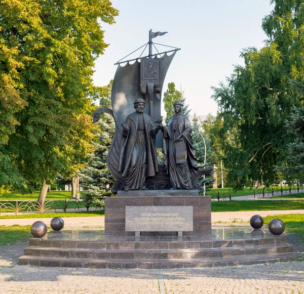 Monument Över Ortodoxa Beskyddare Familjen Trohet Och Äktenskap Med Peter — Stockfoto