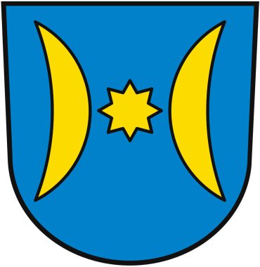 Schwiberdingen Belediyesi arması. Almanya. Beyazda izole edilmiş 