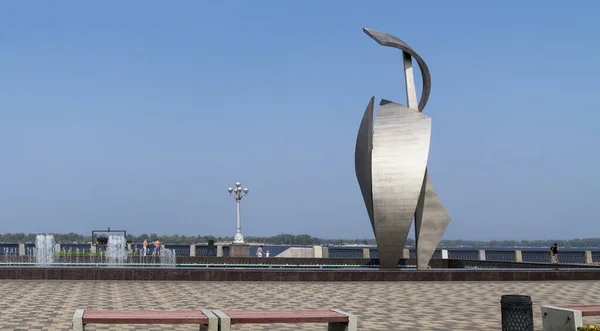 Fuente Samara Terraplén Del Río Volga Leningradsky Spusk Ciudad Samara —  Fotos de Stock