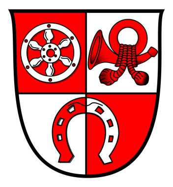 Kelkheim şehrinin arması. Almanya. Beyazda izole edilmiş 