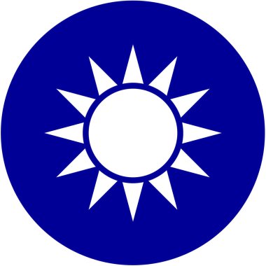 Tayvan Cumhuriyeti arması. Beyazlar üzerinde izole edilmiş. 
