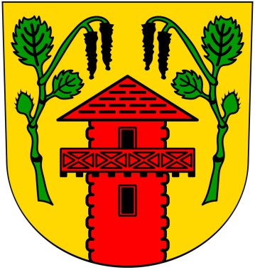 Komün arması Groserlach. Almanya. Beyazda izole edilmiş 