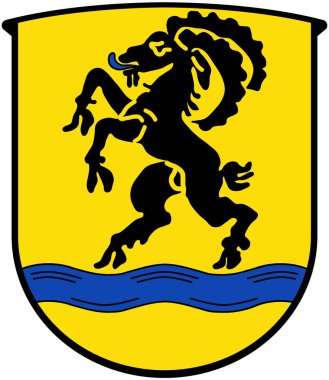 Hebertshausen komünü arması. Almanya. Beyazda izole edilmiş 