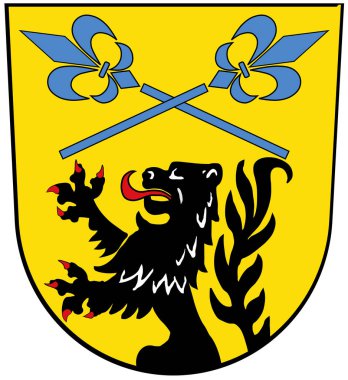 Anzing topluluğunun arması. Almanya. Beyazda izole edilmiş 