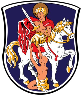 Dieburg şehrinin arması. Almanya. Beyazda izole edilmiş 