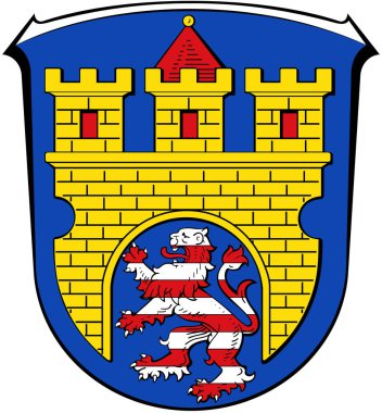 Erzhausen cemaatinin arması. Almanya. Beyazda izole edilmiş 