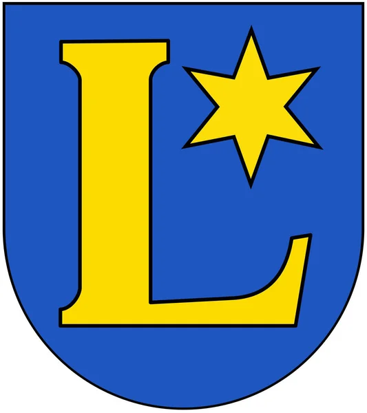 Escudo Armas Del Municipio Lchgau Alemania Aislado Sobre Blanco —  Fotos de Stock