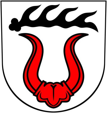 Sachsenheim şehrinin arması. Almanya. Beyazda izole edilmiş 