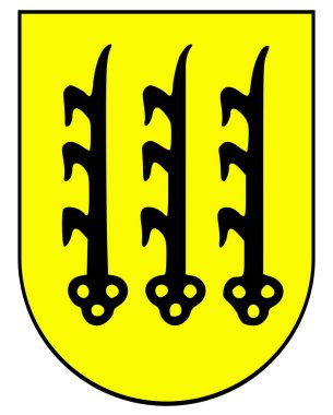 Crailsheim şehrinin arması. Almanya. Beyazda izole edilmiş 