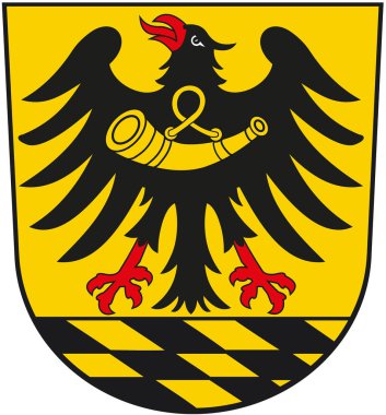 Esslingen bölgesinin arması. Almanya. Beyazda izole edilmiş 