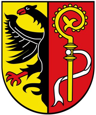 Biberach bölgesinin arması. Almanya. Beyazda izole edilmiş 
