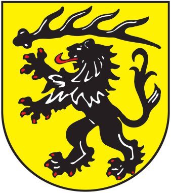 Gppingen bölgesinin arması. Almanya. Beyazda izole edilmiş 