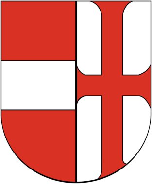 İlçe merkezinin arması Imst. Avusturya. Beyazda izole edilmiş 