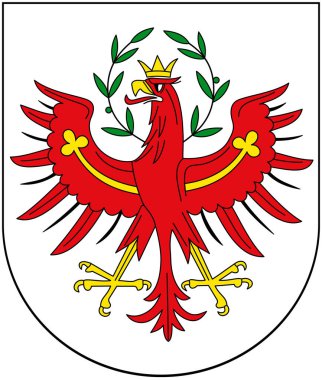 Federal Tyrol Eyaleti 'nin arması. Avusturya. Beyazda izole edilmiş 