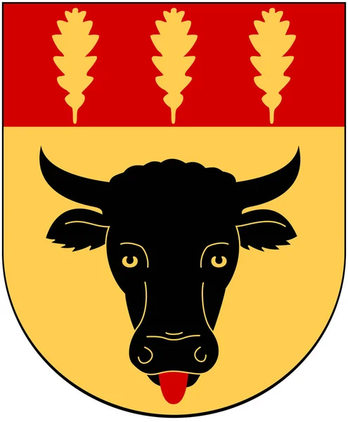 Lerumi Község Címerét Svédország Fehér Alapon Elszigetelve — Stock Fotó