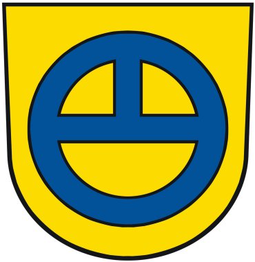 Leinfelden-Echterdingen şehrinin arması. Almanya. Beyazda izole edilmiş 