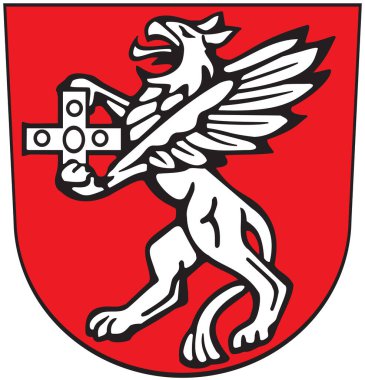 Roth an der Roth belediyesinin arması. Almanya. Beyazda izole edilmiş 