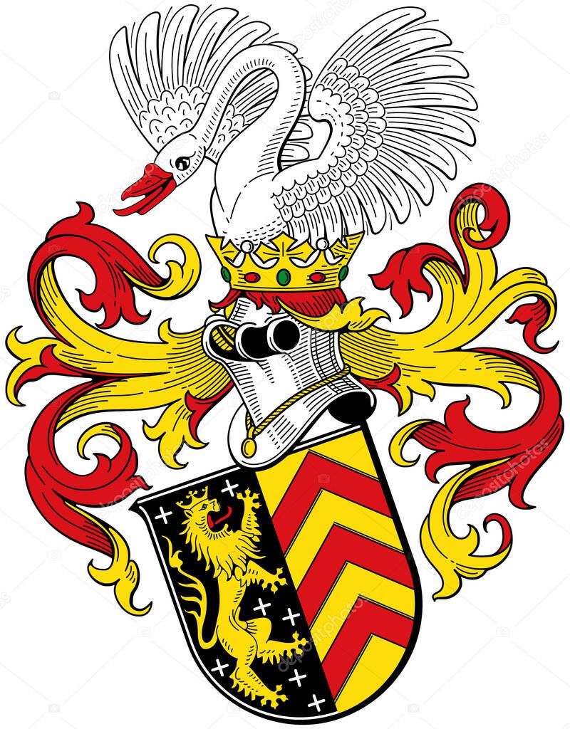 Coat of arms of the city of Hanau. Germany. Isolated on white 