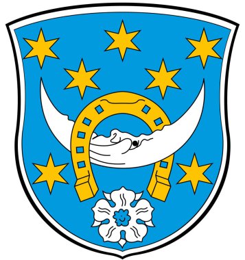 Rosdorf cemaatinin arması. Almanya. Beyazda izole edilmiş 