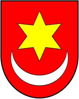 Sveti İvan Zelin şehrinin arması. Hırvatistan. Beyazda izole edilmiş 