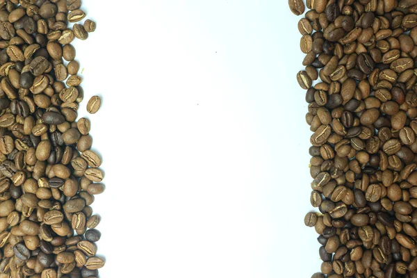 Ram Rostade Kaffebönor Isolerade Vitt Får Använda Som Bakgrund Eller — Stockfoto