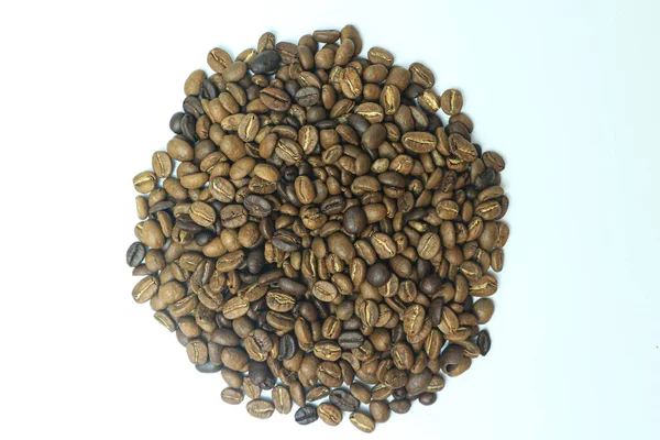 Coffee Circle Shape Beans White Background — Zdjęcie stockowe