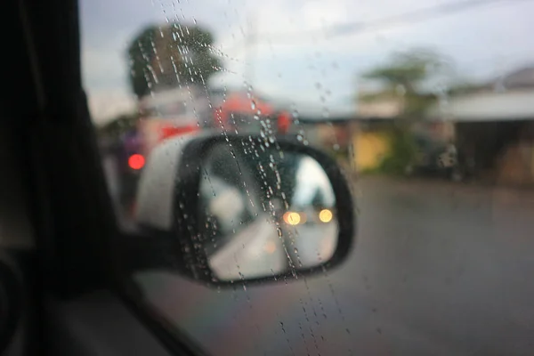 Blurred Image Raindrops Windshield — Fotografia de Stock