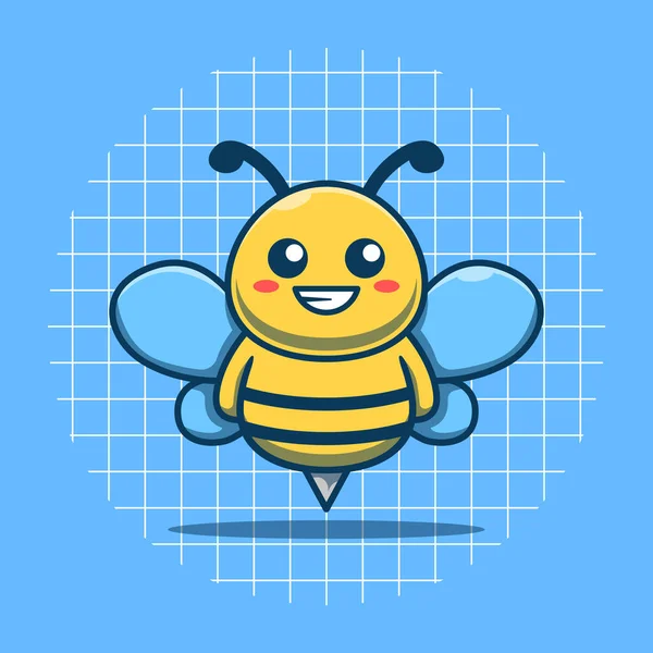 Cute Bee Character Vector Illustration Flat Cartoon Style — Vetor de Stock