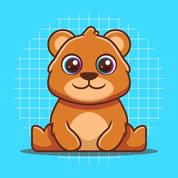 Bear Character Sitting Cute Face — Vector de stock