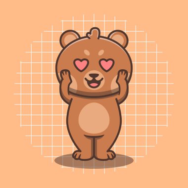 Aşık şirin ayı vektör çizimi yapıyor.