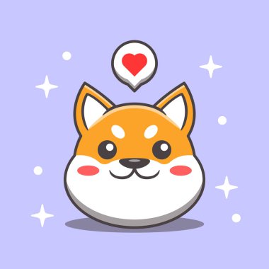 Shiba inu şirin yüz çizgi film vektör çizimi