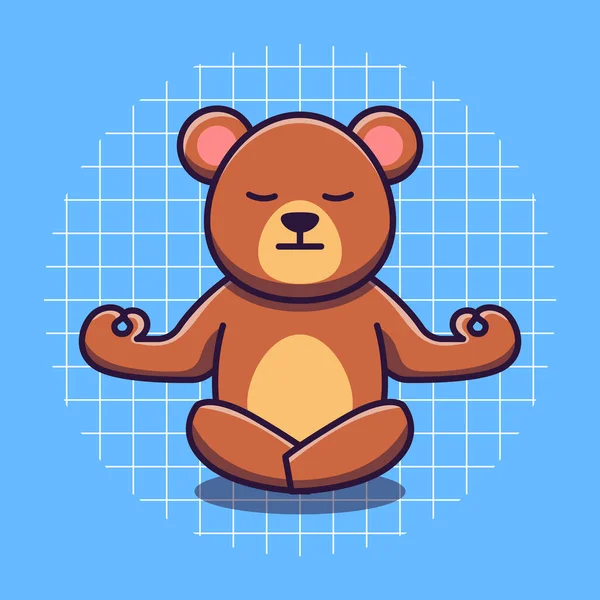 Cute Bear Doing Yoga Vector Illustration — Vector de stock