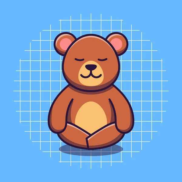 Personagem Urso Bonito Meditando Ilustração Vetor —  Vetores de Stock
