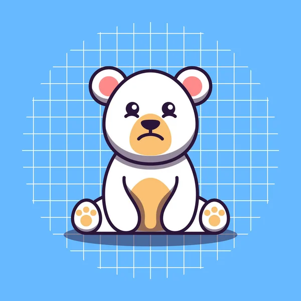 Cute Polar Bear Character Sad Expression — Vector de stock