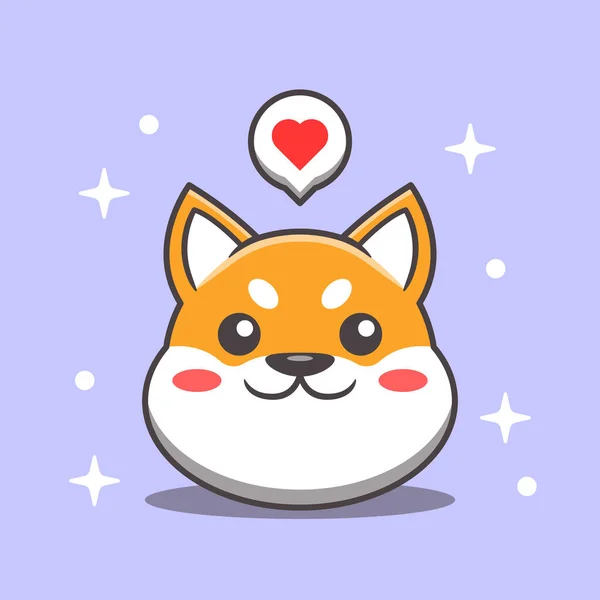 Shiba Inu Cute Face Cartoon Vector Illustration —  Vetores de Stock