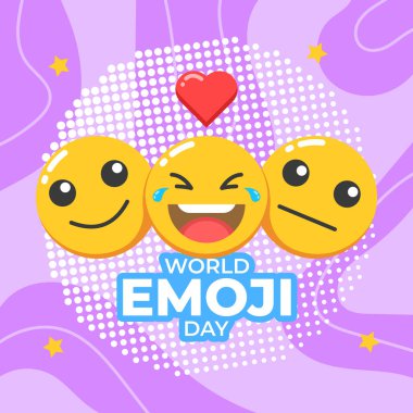 Düz tasarım tarzında dünya emoji günü