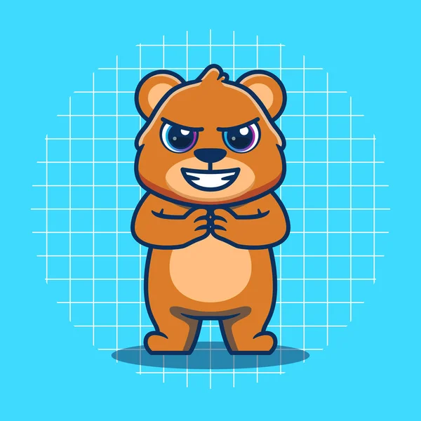Bear Mascot Evil Expression Vector Illustration — Vector de stock