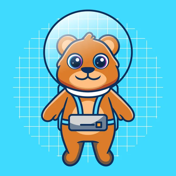 Cute Bear Mascot Wearing Astronaut Costume — Vector de stock