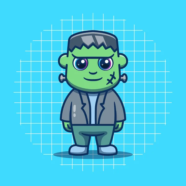 Cute Frankenstein Monster Character Halloween Day Mascot — 图库矢量图片