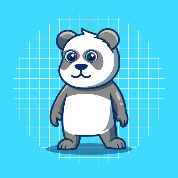 Cute Panda Character Side View Vector Illustration Flat Cartoon Style — Vetor de Stock