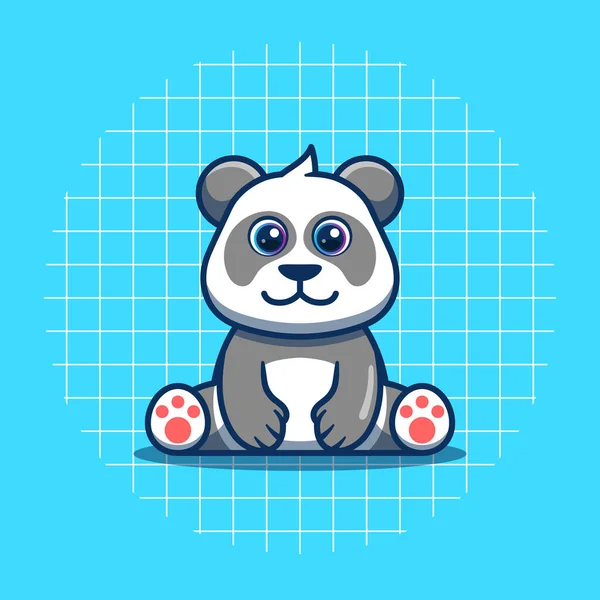 Cute Panda Character Sitting Vector Illustration Flat Design Style — Vettoriale Stock