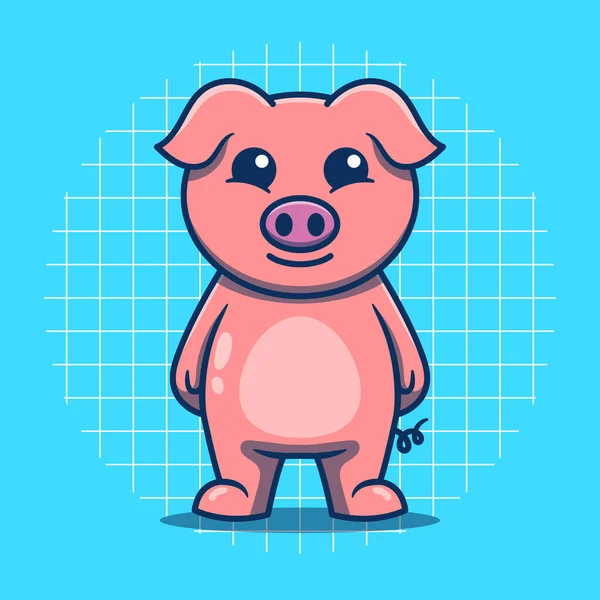 Cute Pig Standing Vector Illustration —  Vetores de Stock