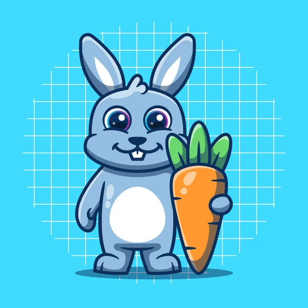 Cute Bunny Carrot Next Vector Illustration Flat Cartoon Style —  Vetores de Stock