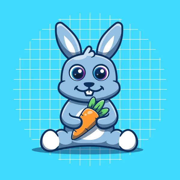 Cute Bunny Sitting Hugging Carrot Vector Illustration Flat Cartoon Style — Vector de stock