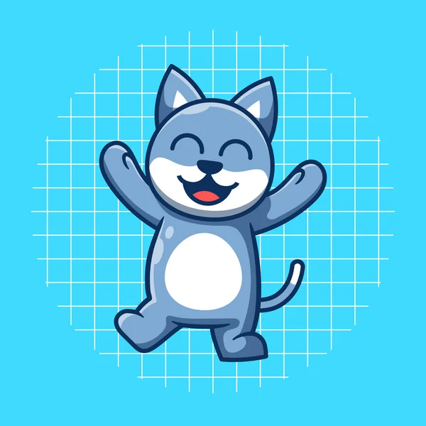 Cute Happy Cat Mascot Vector Illustration — Stok Vektör