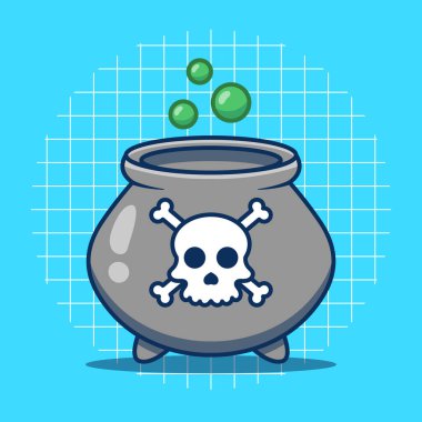 Cauldron with skull icon vector illustration. Halloween day.