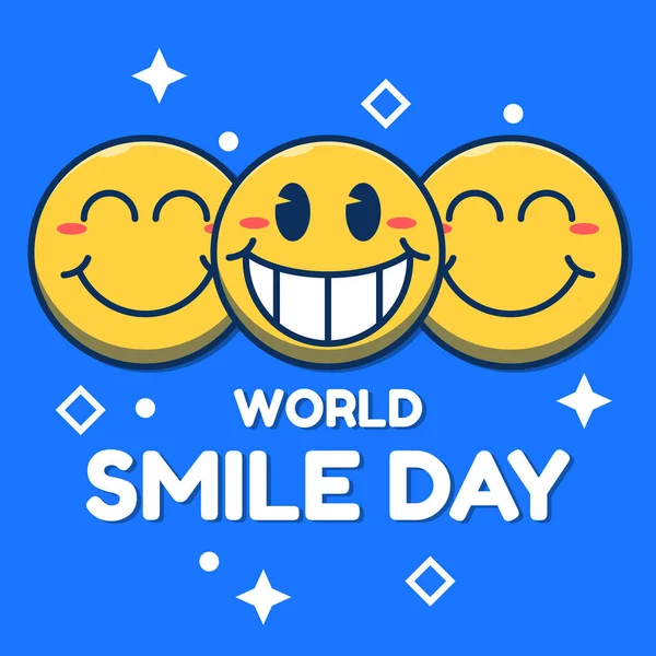 Illustration World Smile Day Emoticons Flat Cartoon Designs — Stockvector